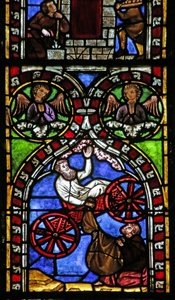 Window depicting Elijah ascending to heaven in a chariot by French School